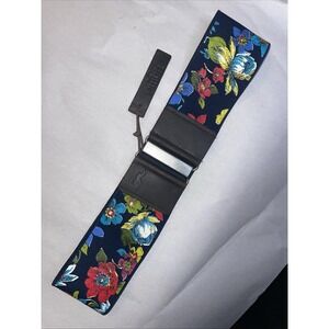 NWT Navy Stretch Floral Waist Belt Hollister XS S Leather Elastic Metal Buckle